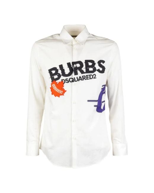 DSquared² White Graphic-Print Cotton Shirt for men