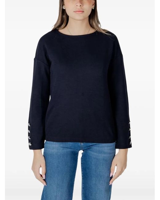 Street One Blue Button-Embellished Knit Sweater
