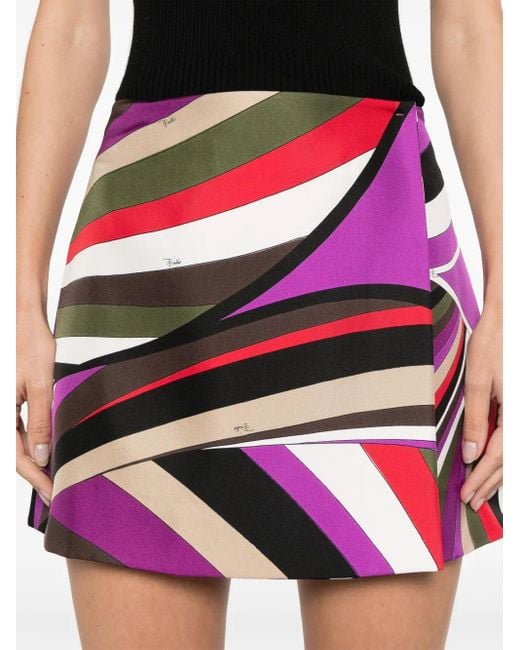 Emilio Pucci Pink Seiden-Minirock Mit Iride-Print