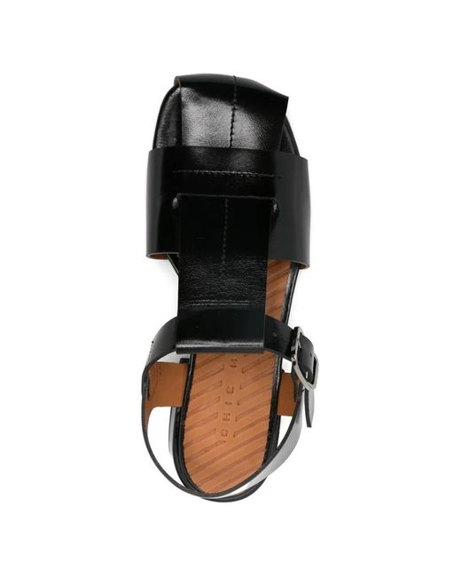 Chie Mihara Black Square-Toe Leather Pumps