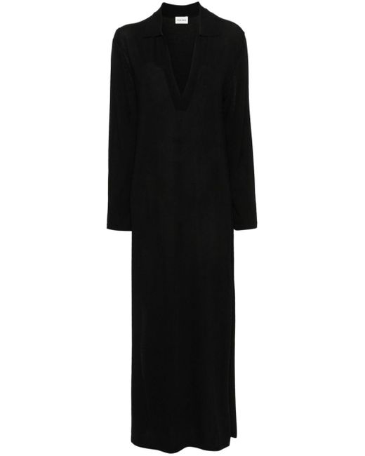 P.A.R.O.S.H. Black Side-slit Long-sleeve Dress