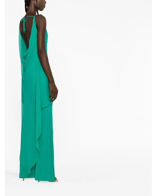 Alberta Ferretti Green High-Low Layered Jumpsuit