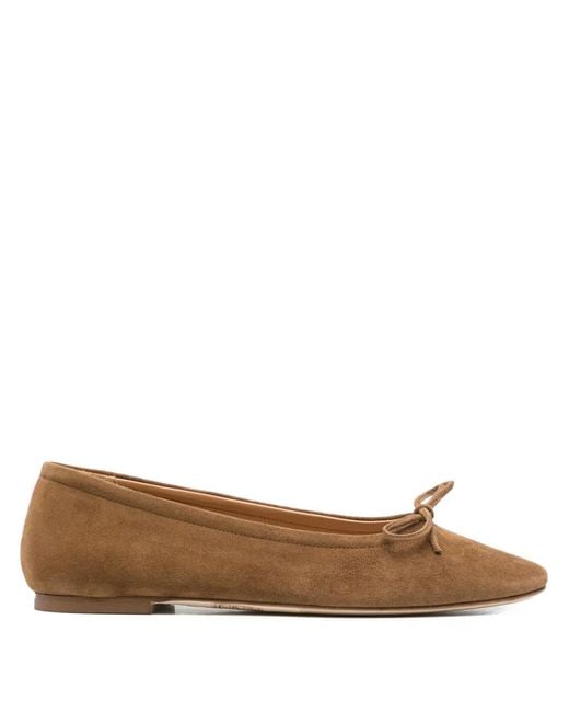 Aeyde Brown Bow-Detailing Ballet Flats