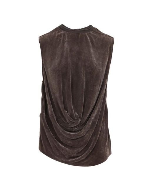 Rick Owens Brown Draped Sleeveless Top