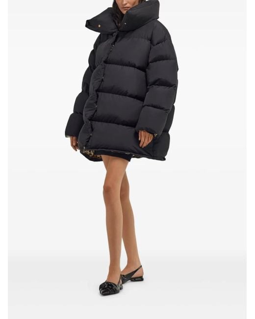 Roberto Cavalli Jassen ,Zwart ,Polyester Gewatteerde Pufferjas Met Hoge Kraag in het Black