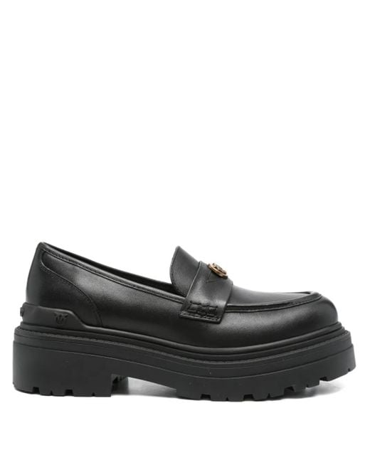 Pinko Black Logo-Plaque Platform Loafers