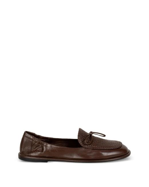 Pomme D ́Or Brown Woven Tie Loafers