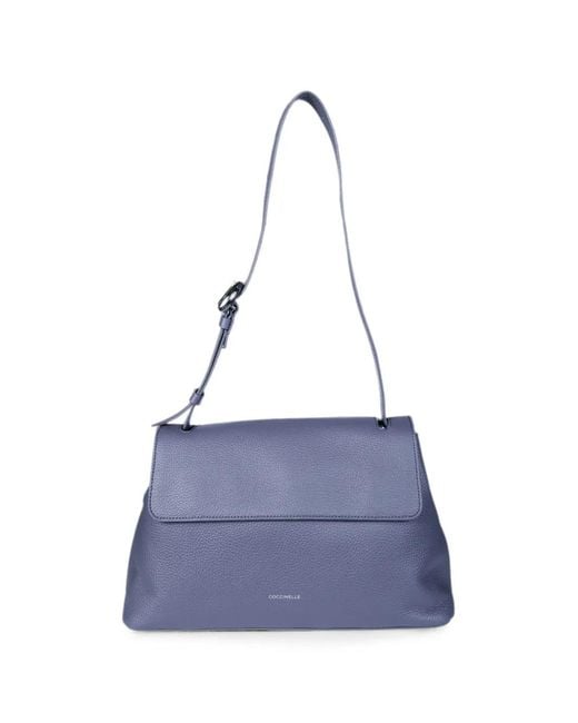 Coccinelle Blue Fern Leather Shoulder Bag