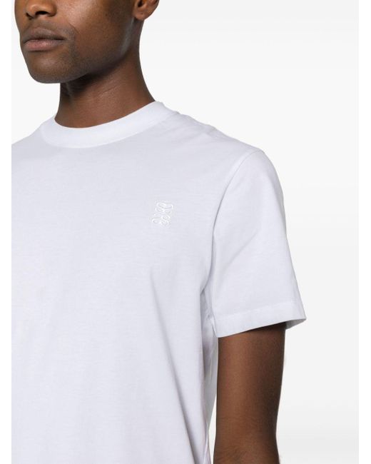 T-shirt en coton à logo brodé Sandro pour homme en coloris White