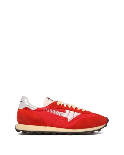 RUN OF Red Suede Logo-Detail Sneakers for men