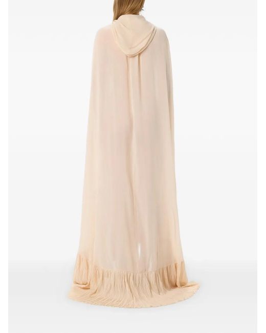 Blumarine White Hooded Cape Dress