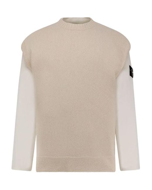 Maglione Con Tasca Applicata di Stone Island in Natural da Uomo