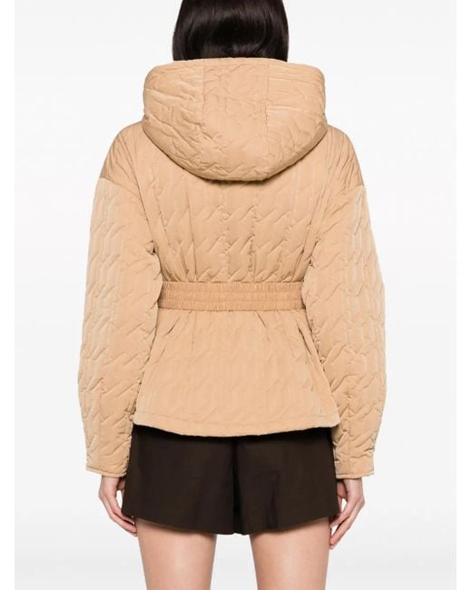 Twinset Natural Logo-Belt Quilted Jacket