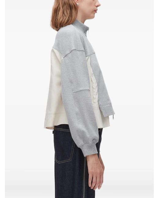 3.1 Phillip Lim White Zip-Up Panelled Sweater