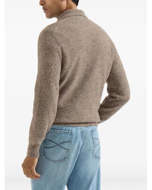 Brunello Cucinelli Gray Alpaca, Cashmere And Wool Knit Polo for men