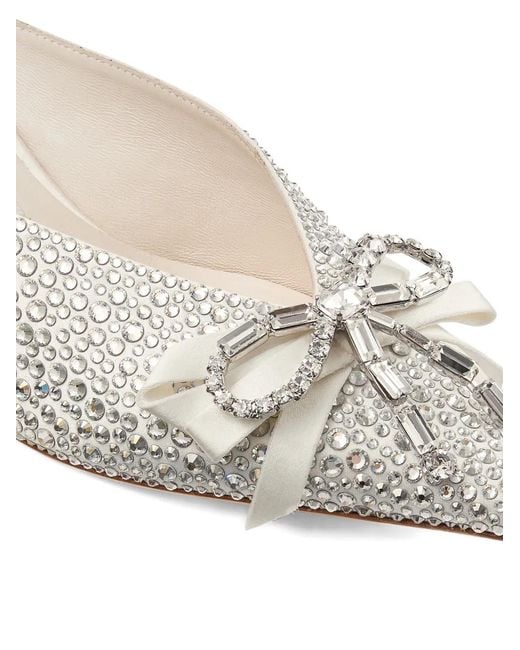 Jimmy Choo White Auria 50 Embellished Mules