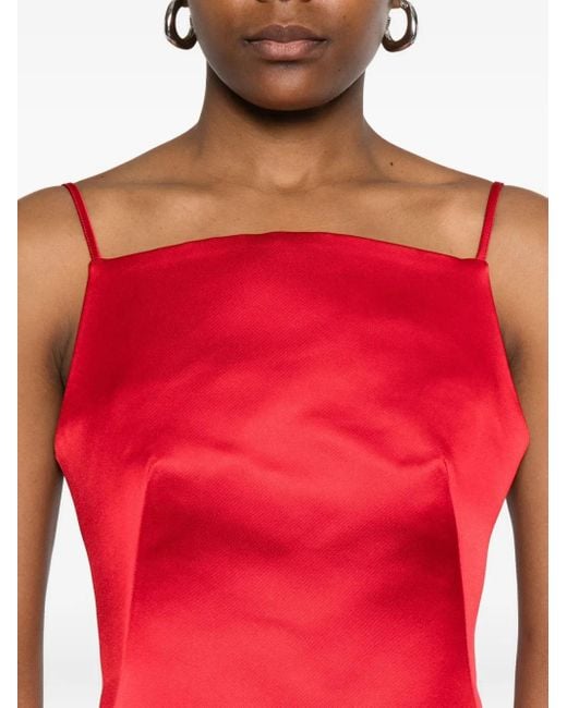 Vestido largo de satén con cuello cuadrado Givenchy de color Red