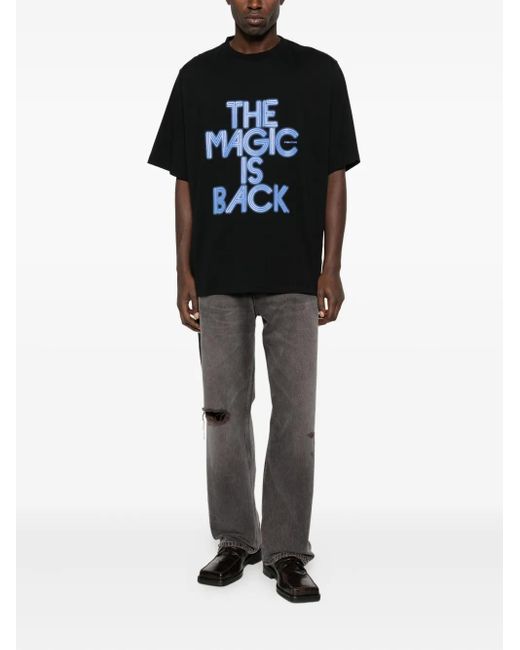 1989 STUDIO Black Slogan-Print T-Shirt for men