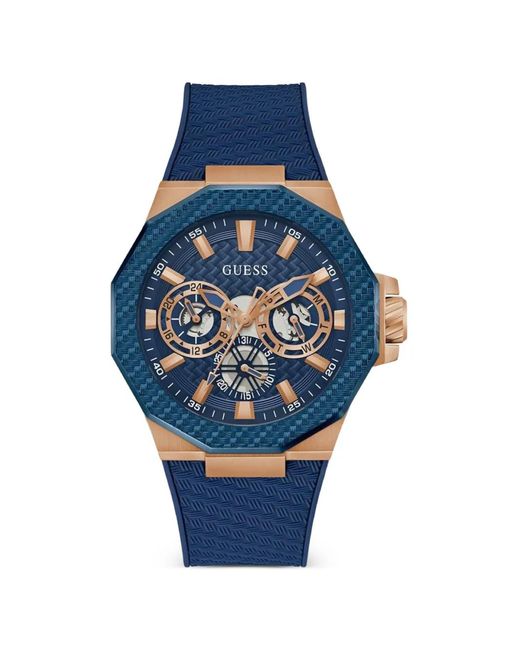 Guess Blue Octagonal-Shape 45Mm Watch for men