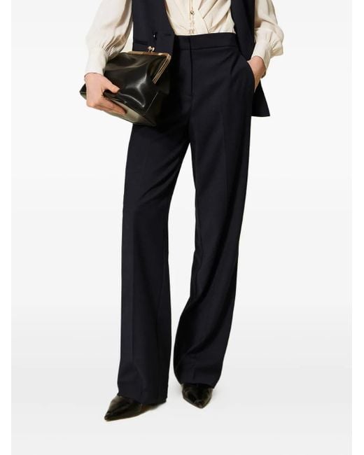 Twinset Blue Wide-Leg-Hose Mit Seitentaschen