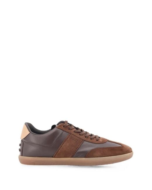 Tod's Brown Suede-Panels Sneakers for men
