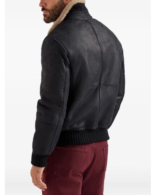Chaqueta bómber con forro de pelo Brunello Cucinelli de hombre de color Black
