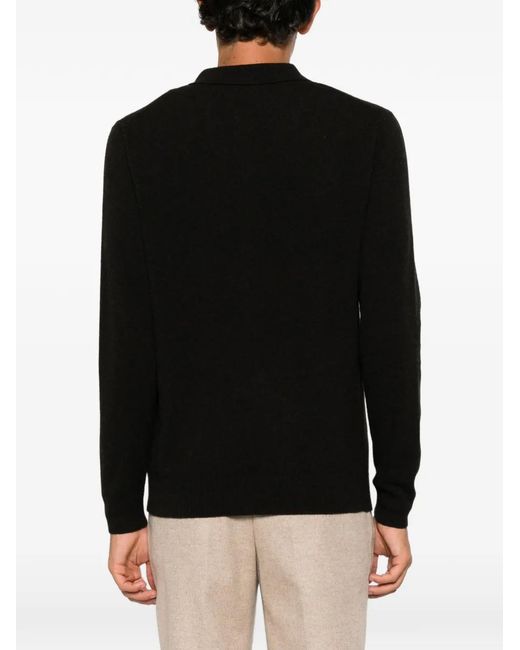 Daniele Fiesoli Black Long-Sleeve Polo Shirt for men