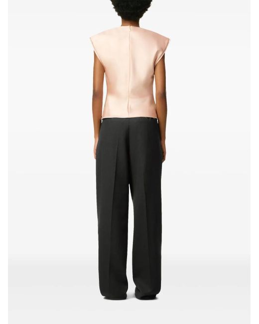 AMI Black Wool Large-Fit Trousers