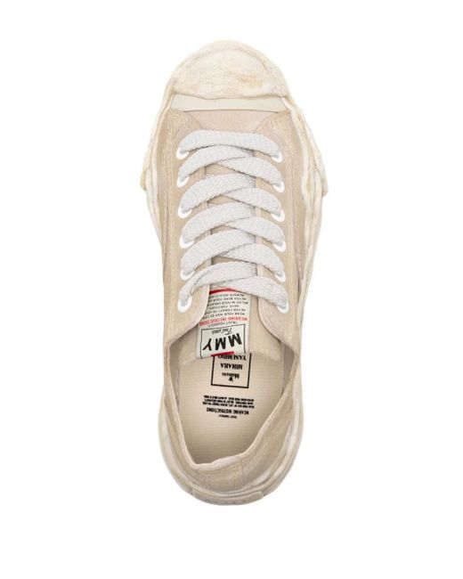 Maison Mihara Yasuhiro Natural Distressed Leather Low-Top Sneakers