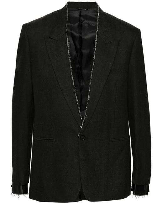 Eraldo Black Raw-Cut Blazer for men