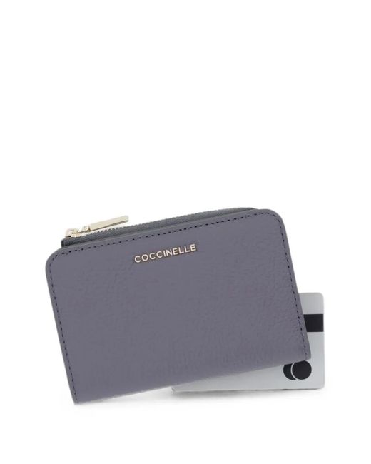 Coccinelle Purple Small Logo-Plaque Pebbled Wallet