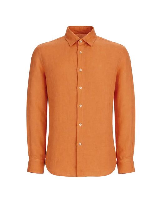 120% Lino Orange Linen Shirt for men