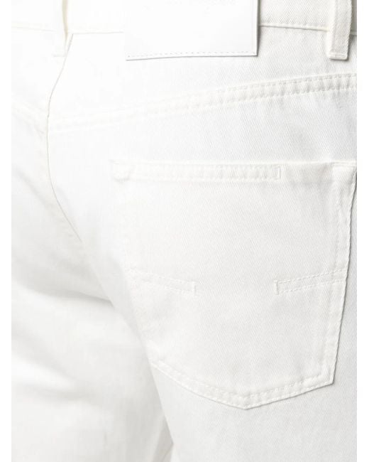 Ferragamo White Straight-Leg Logo Patch Jeans for men