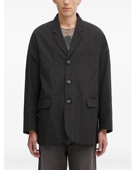 Visvim Black Pinstripe-Pattern Blazer for men