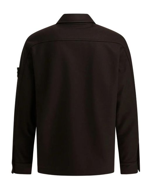 Stone Island Black Patch-pocket Buttoned Shirt Jacket for men