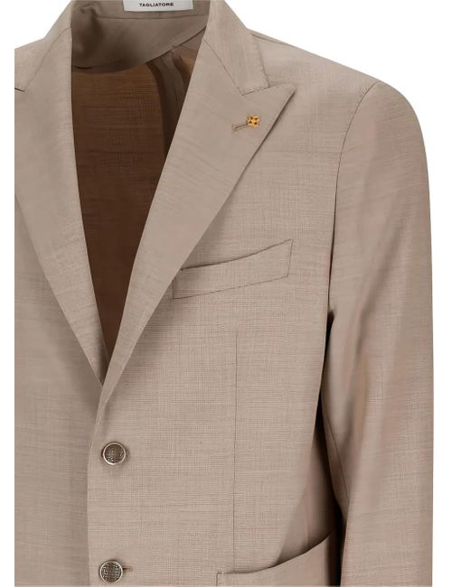 Tagliatore Brown Single-Breasted Patch-Pocket Jacket for men