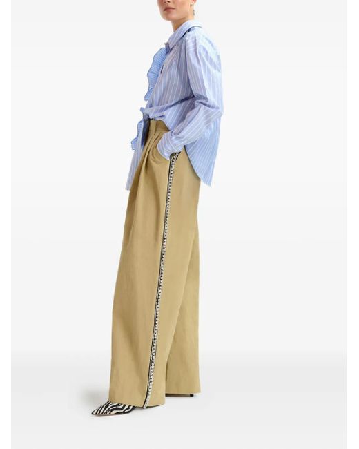 Essentiel Antwerp Blue Ibody Ruffle-Detail Striped Shirt