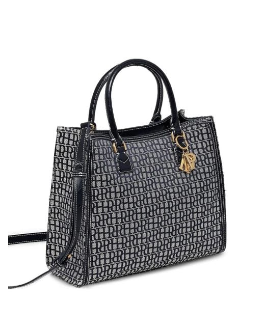 Pedro Del Hierro Madrid Black Monogram-Patterned Top-Handle Tote Bag
