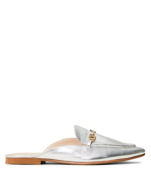 Twinset White Oval T Leather Mules