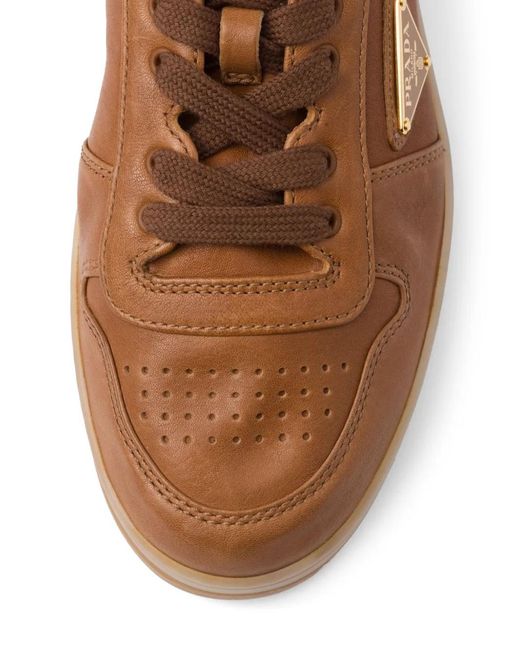 Prada Brown Downtown Nappa-Leather Sneakers for men
