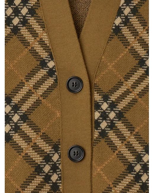 Burberry Brown Check Wool-Mohair Cardigan