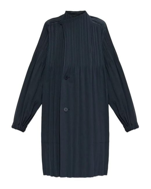 me ISSEY MIYAKE プリーツコート　ネイビー Pleats Please Issey Miyake レディース ブルー Smooth プリーツ