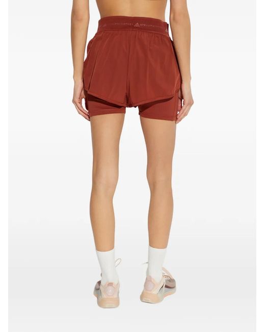 Adidas By Stella McCartney Red Logo-Waistband Training Shorts