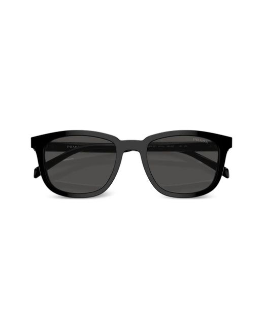 Prada Black Logo-Engraved Square-Frame Sunglasses for men