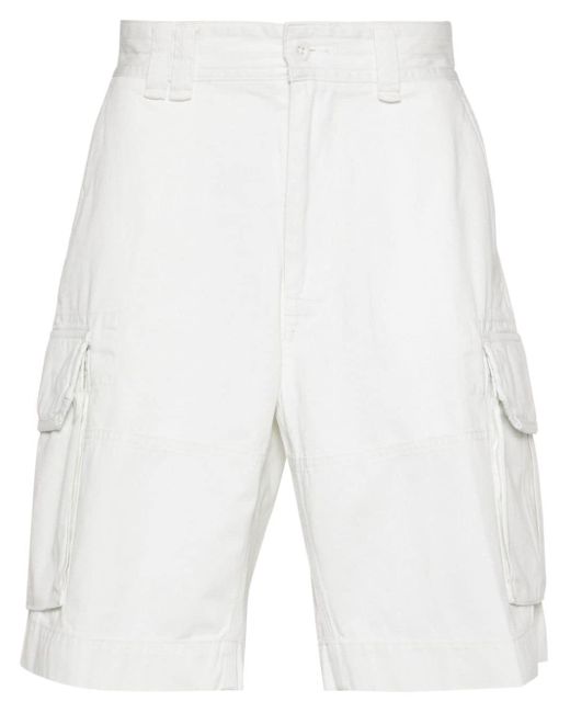 Polo Ralph Lauren White Logo-patch Cargo Shorts for men