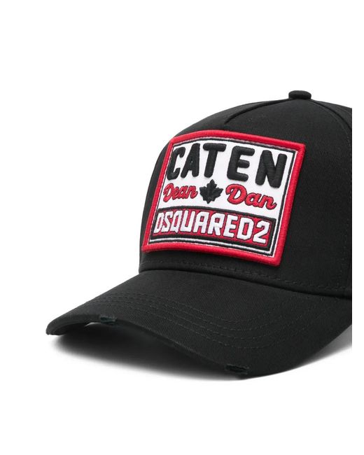 DSquared² Black Logo-Patch Baseball Cap for men