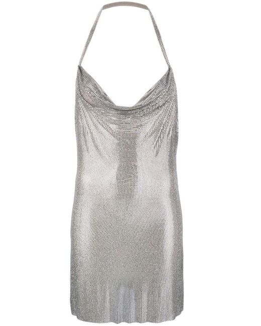 GIUSEPPE DI MORABITO Crystal-embellished Halterneck Dress in Silver ...
