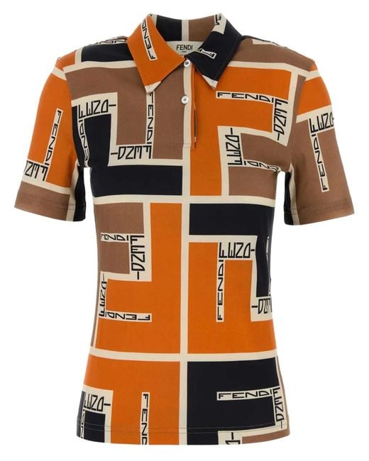Fendi Orange Patterned Polo,