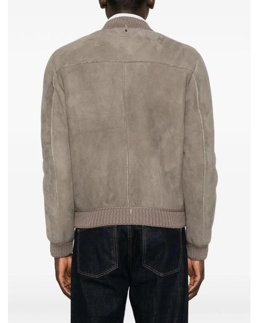 Salvatore Santoro Gray Suede Ribbed-Trim Jacket for men