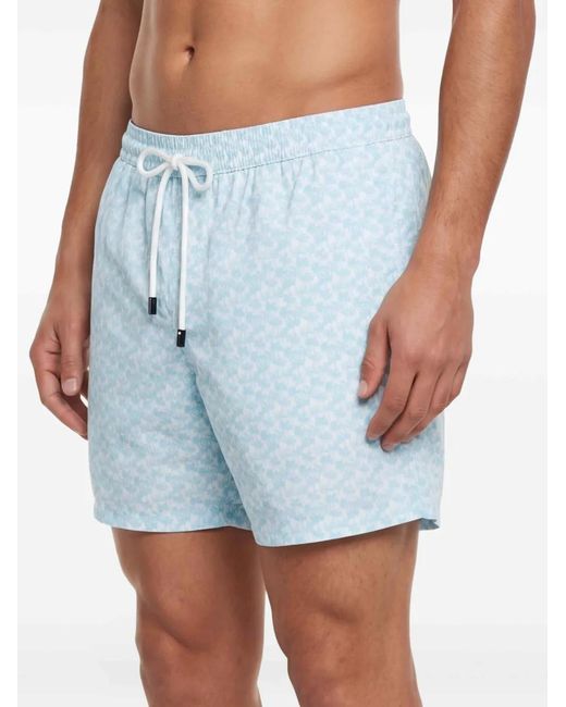 Barba Napoli Blue Short De Bain À Imprimé Palmier for men